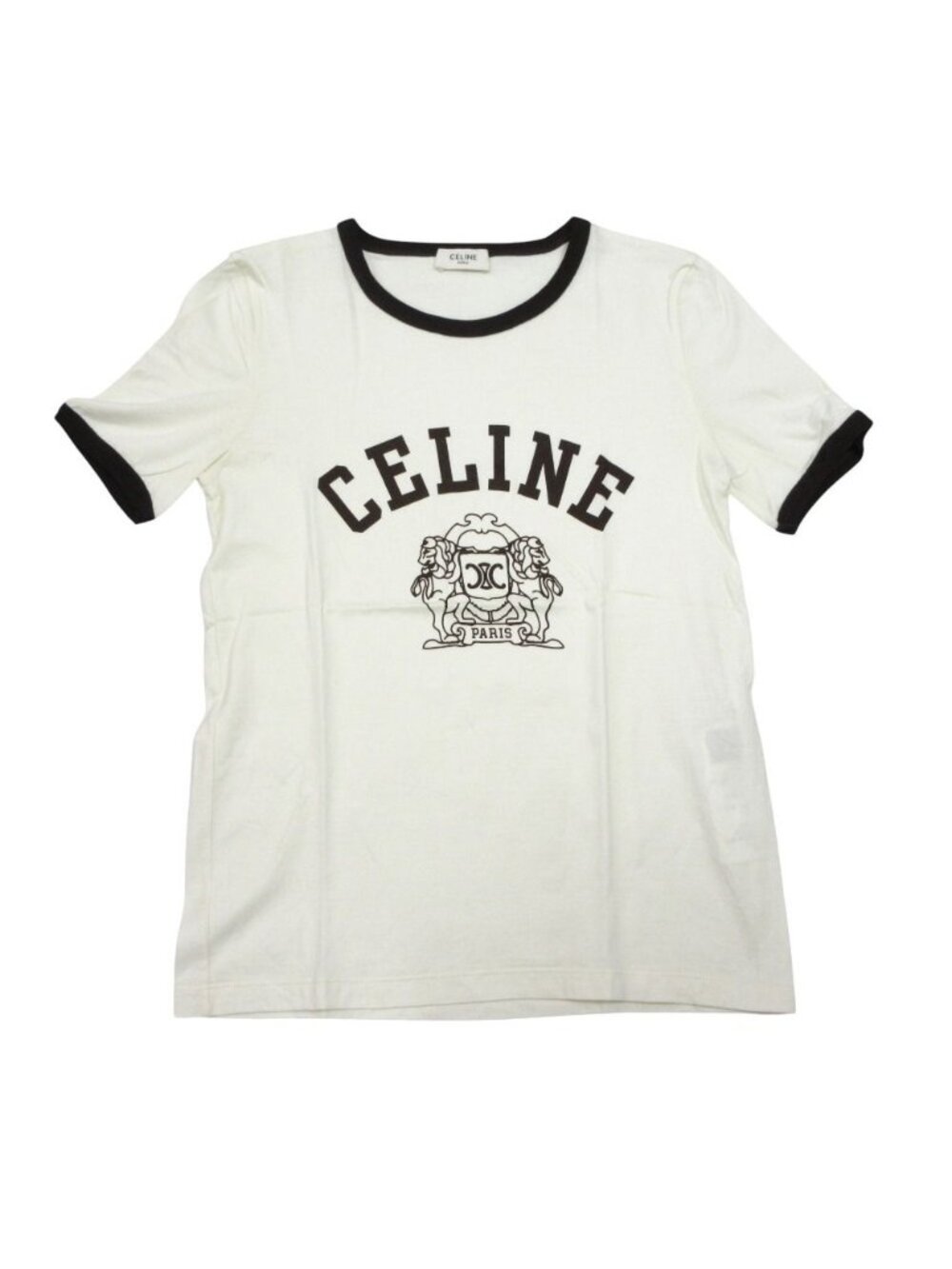 Celine Blason Short Sleeve T-Shirt White Brown XS